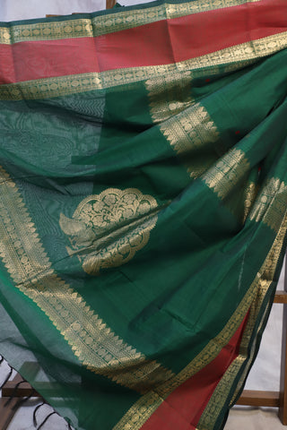 Green Kanchi Cotton Saree - SRGKCS88 (RD10)