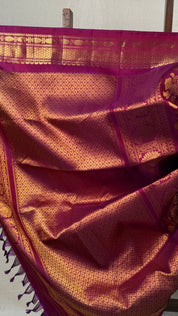 Checkered Blue Gadwal Silk Saree - SRCBGSS542