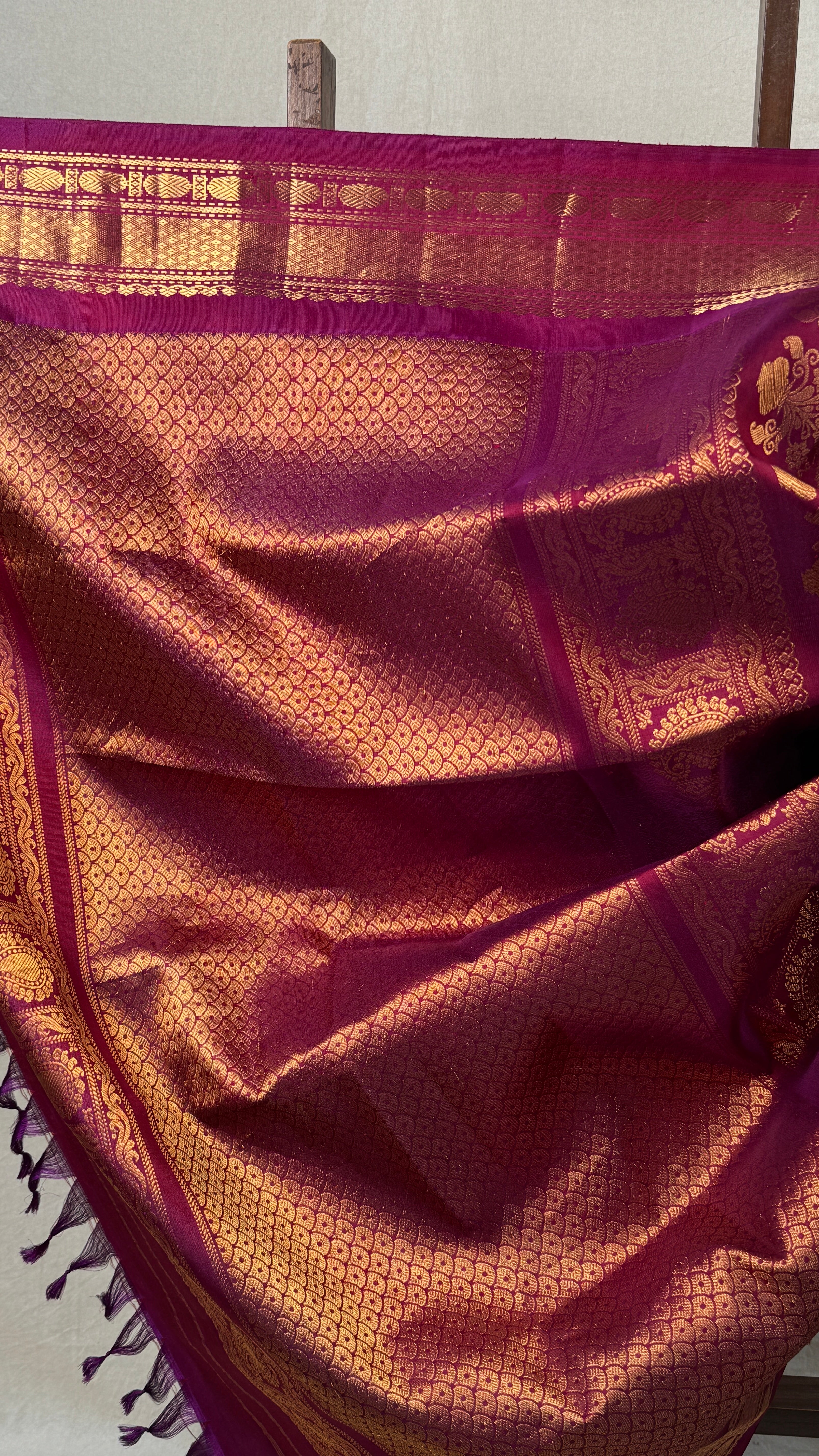 Checkered Blue Gadwal Silk Saree - SRCBGSS542