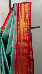 Two Tone Green Gadwal Silk Saree - SRTTGGSS541
