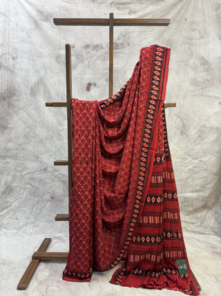 Red Modal Cotton Saree-SRRMS153