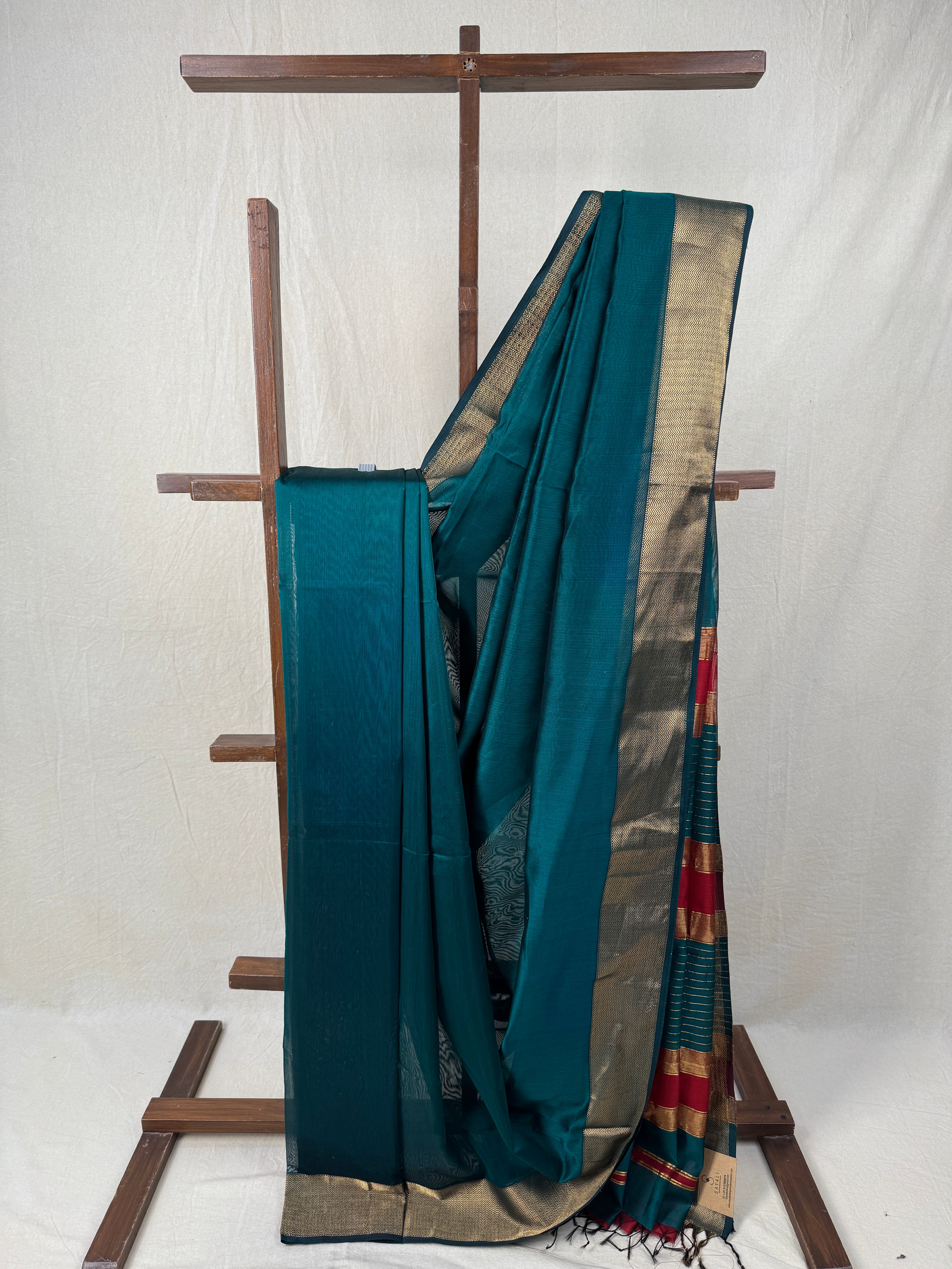 Teal Maheshwari Saree - SRTMS777