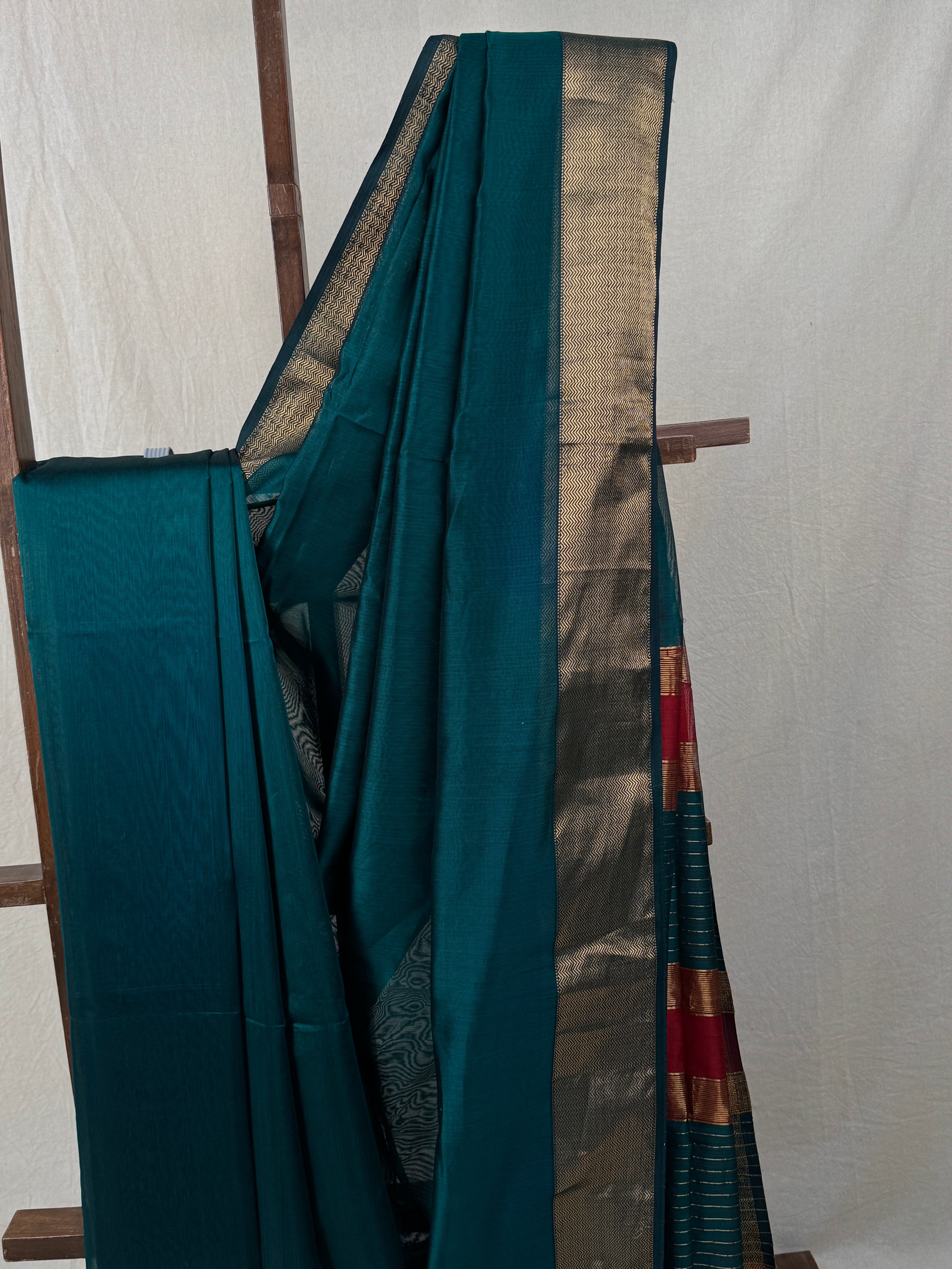 Teal Maheshwari Saree - SRTMS777