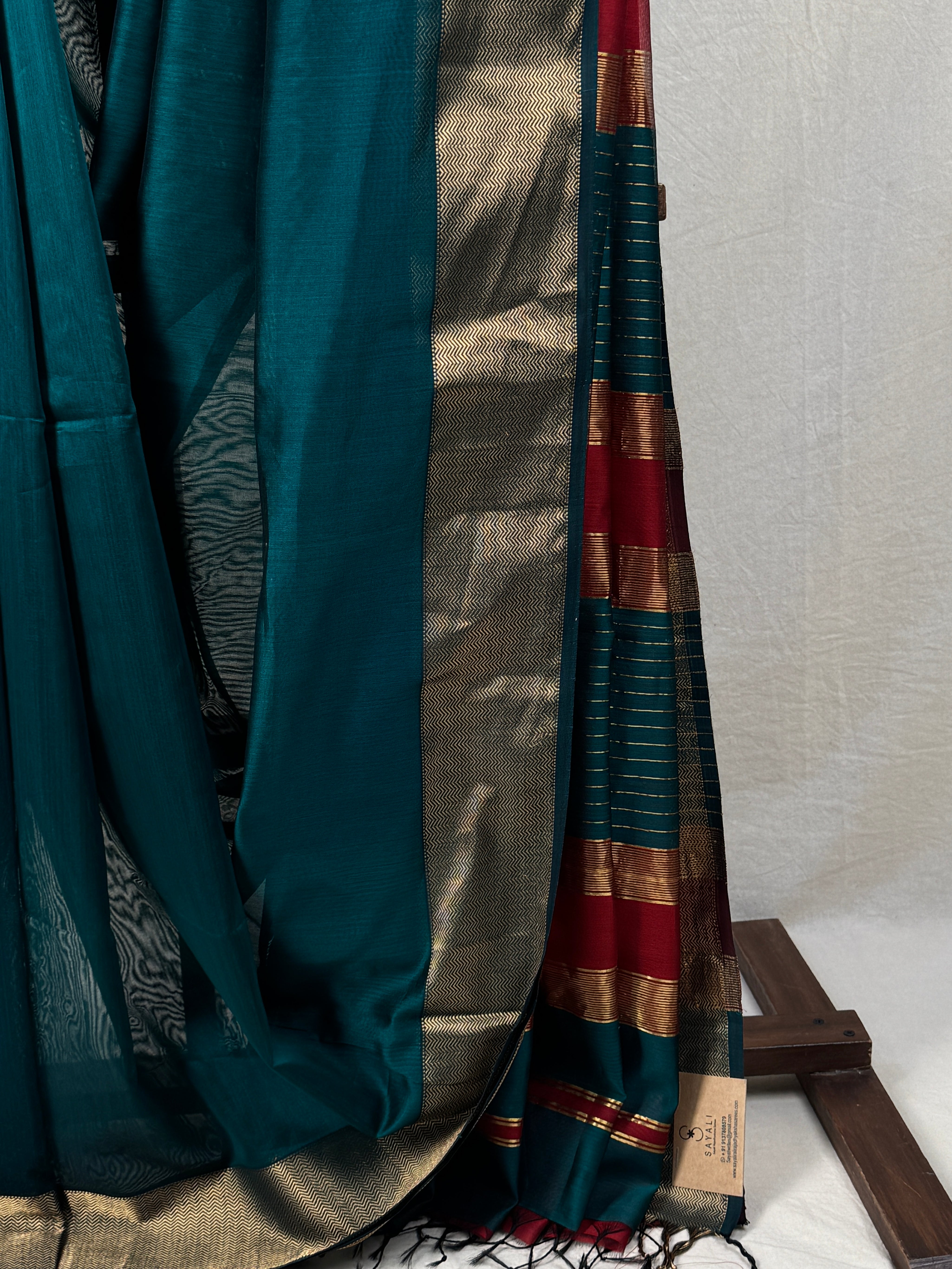 Teal Maheshwari Saree - SRTMS777