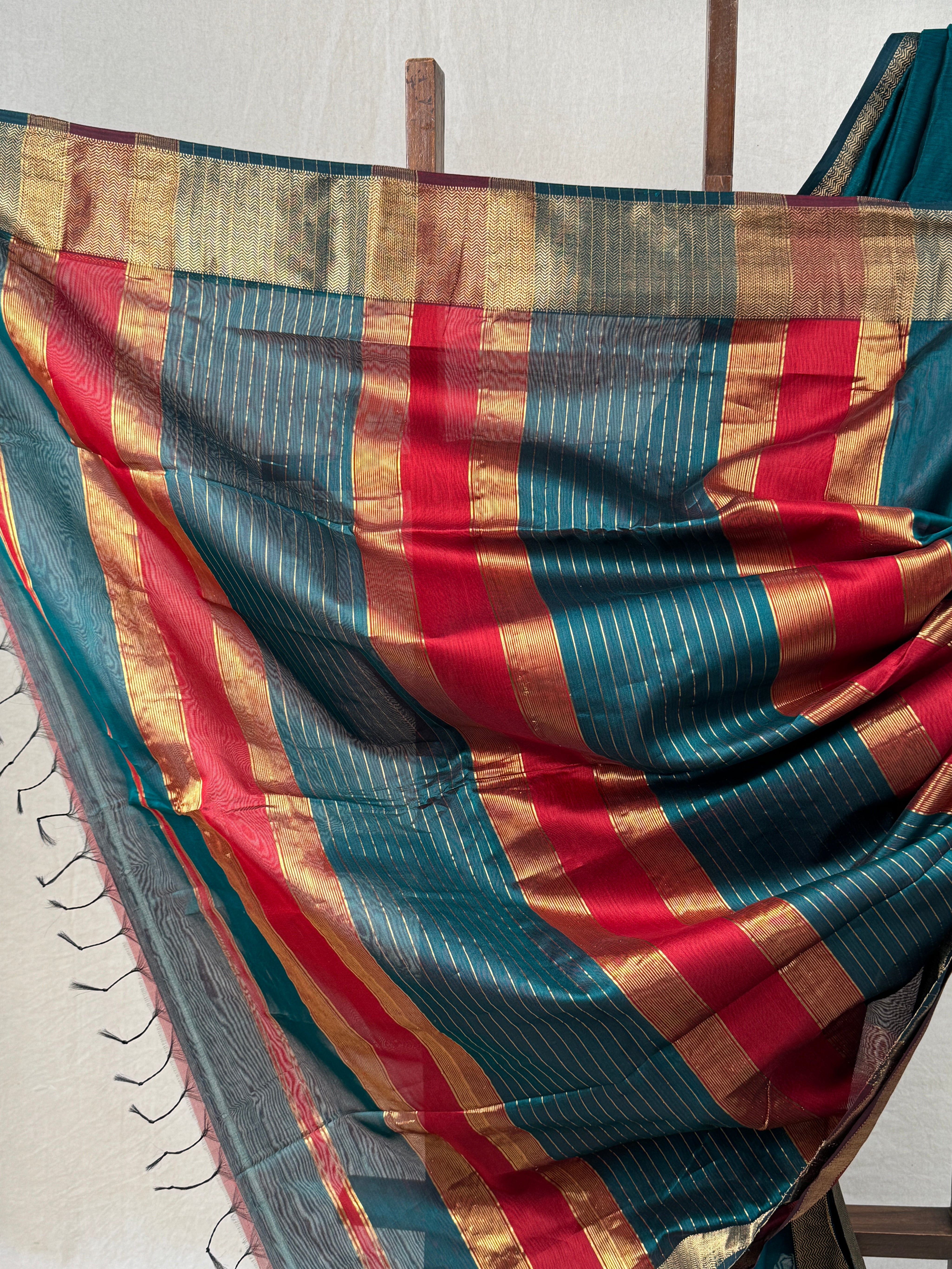 Teal Maheshwari Saree - SRTMS777