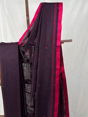 Black Pink Maheshwari Saree - SRBPMS770