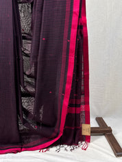 Black Pink Maheshwari Saree - SRBPMS770