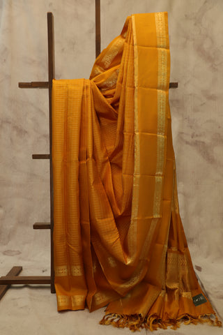 Mustard Yellow Kanjeevaram Silk Saree-SRMYKSS24