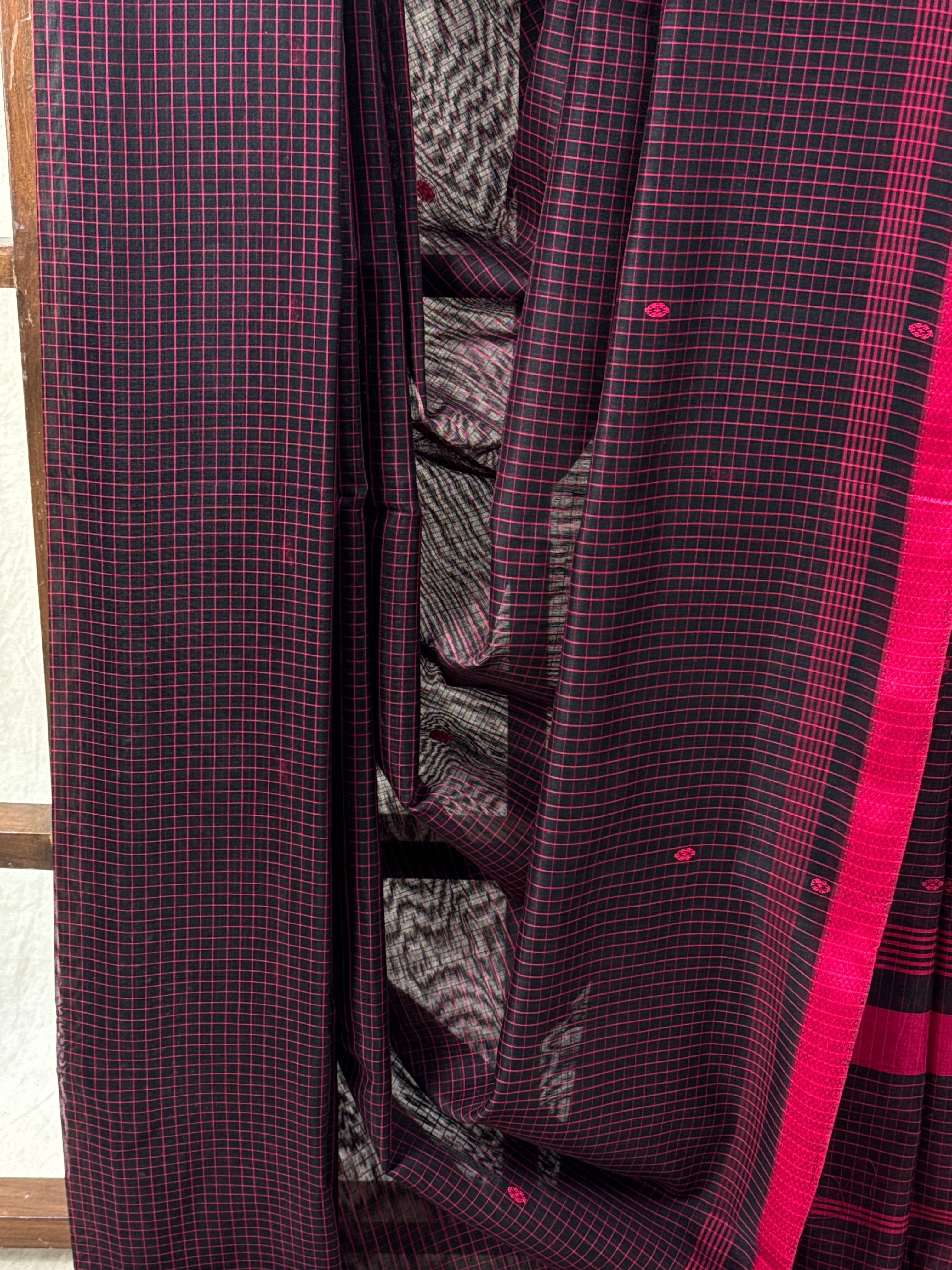 Black Pink Maheshwari Saree - SRBPMS770