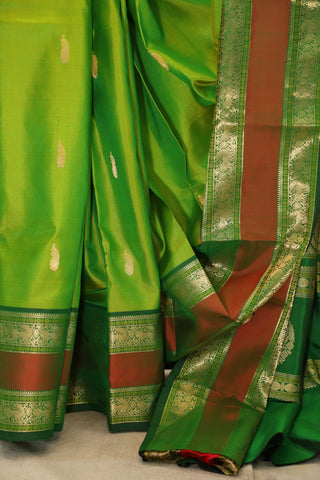 Parrot Green Kanjeevaram Silk Saree-SRPGKSS33