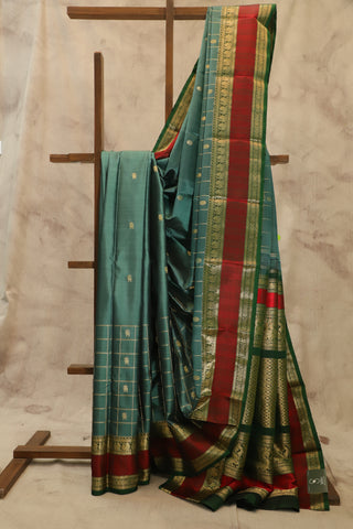 Grey Kanjeevaram Silk Saree-SRGKSS38