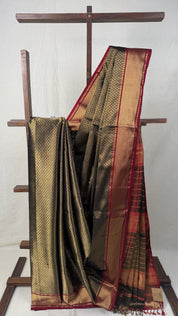 Black Gold Maheshwari Tissue Saree - SRBGMTS635