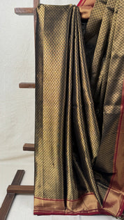 Black Gold Maheshwari Tissue Saree - SRBGMTS635