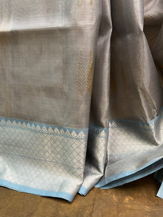 Grey Chanderi Tissue Silk Saree-SRGCTSS34