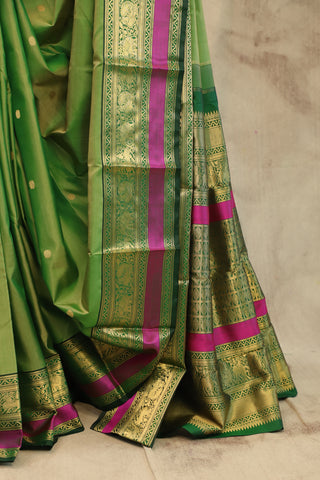 Pista Green Kanjeevaram Silk Saree-SRPGKSS35