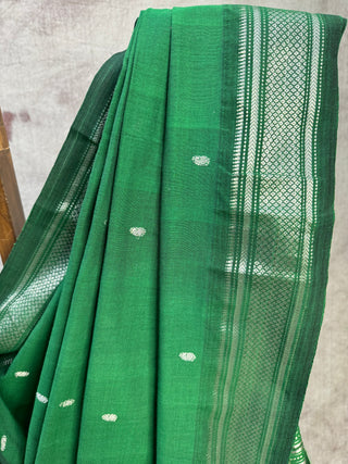 Green Cotton Paithani Saree-SRGCPS158