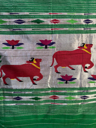 Green Cotton Paithani Saree-SRGCPS158