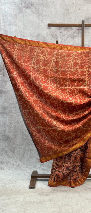 Light Orange HBP Cotton Silk Chanderi Saree With Maheshwari Border -SRLOSCS508