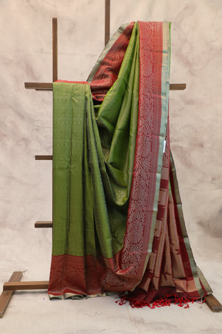 Mehndi Green Kanjeevaram Silk Saree-SRMGKSS131
