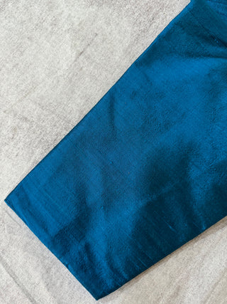 Peacock Blue Raw Silk Blouse-SRPBRSB2