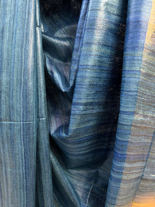 Blue Ghicha Tussar Silk Saree-SRBGTSS446