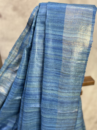 Blue Ghicha Tussar Silk Saree-SRBGTSS446