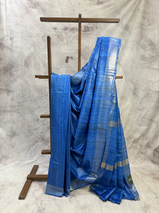 Blue Ghicha Tussar Silk Saree-SRBGTSS444