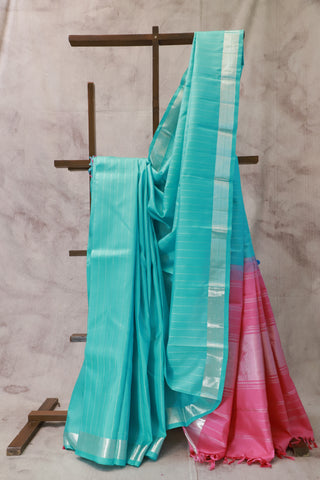 Aqua Blue Kanjeevaram Silk Saree-SRTBKSS177