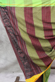 Maroon Big Cheks Cotton Patteda Anchu Saree - SRMPAS112