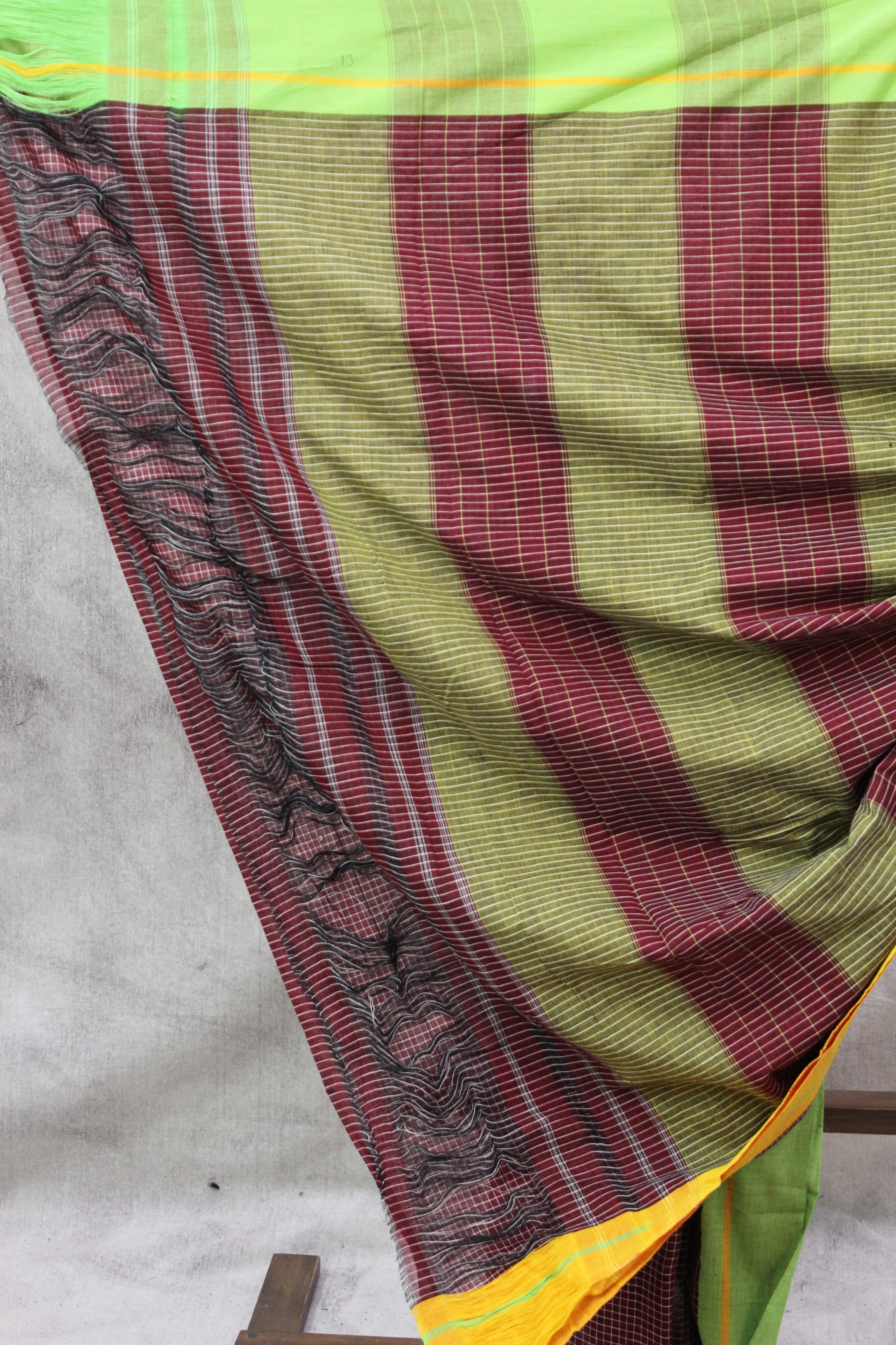 Maroon Big Cheks Cotton Patteda Anchu Saree - SRMPAS112