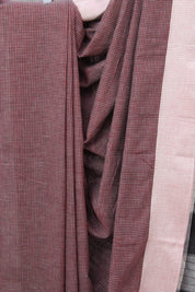 Maroon Small Checks Cotton Patteda Anchu Saree - SRMPAS170