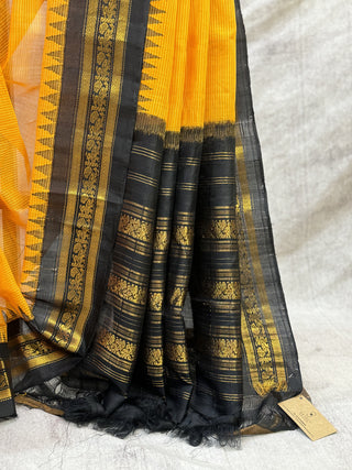 Yellow Cotton Gadwal Saree - SRYCGS75