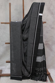 Black Big Checks Cotton Patteda Anchu Saree - SRBPAS88