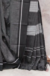Black Big Checks Cotton Patteda Anchu Saree - SRBPAS88