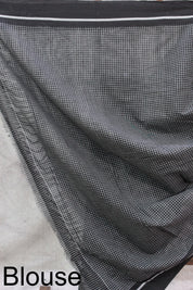 Black Big Checks Cotton Patteda Anchu Saree - SRBPAS88