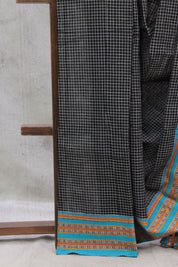 Black Big Checks Patteda Anchu Saree - SRBPAS180