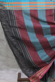 Black Big Checks Patteda Anchu Saree - SRBPAS180