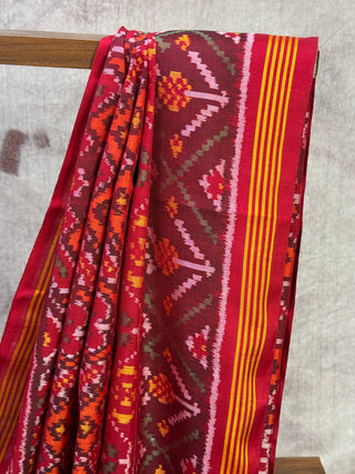 Maroon Rajkot Patola Silk Saree-SRMRPSS117