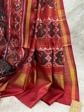 Maroon Rajkot Patola Silk Saree-SRMRPSS87