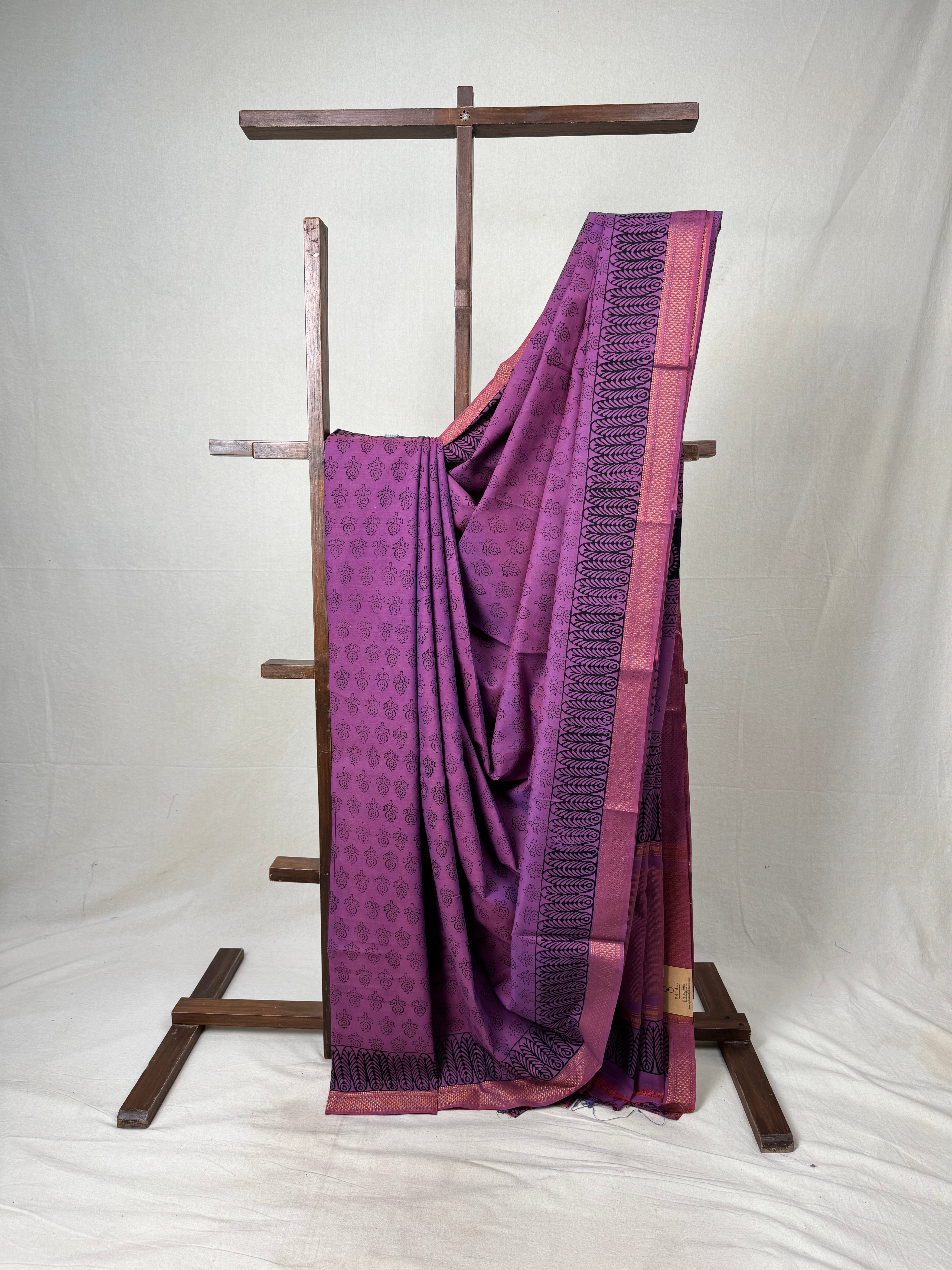 Lilac HBP Mangalgiri Cotton Saree - SRLHMCS030