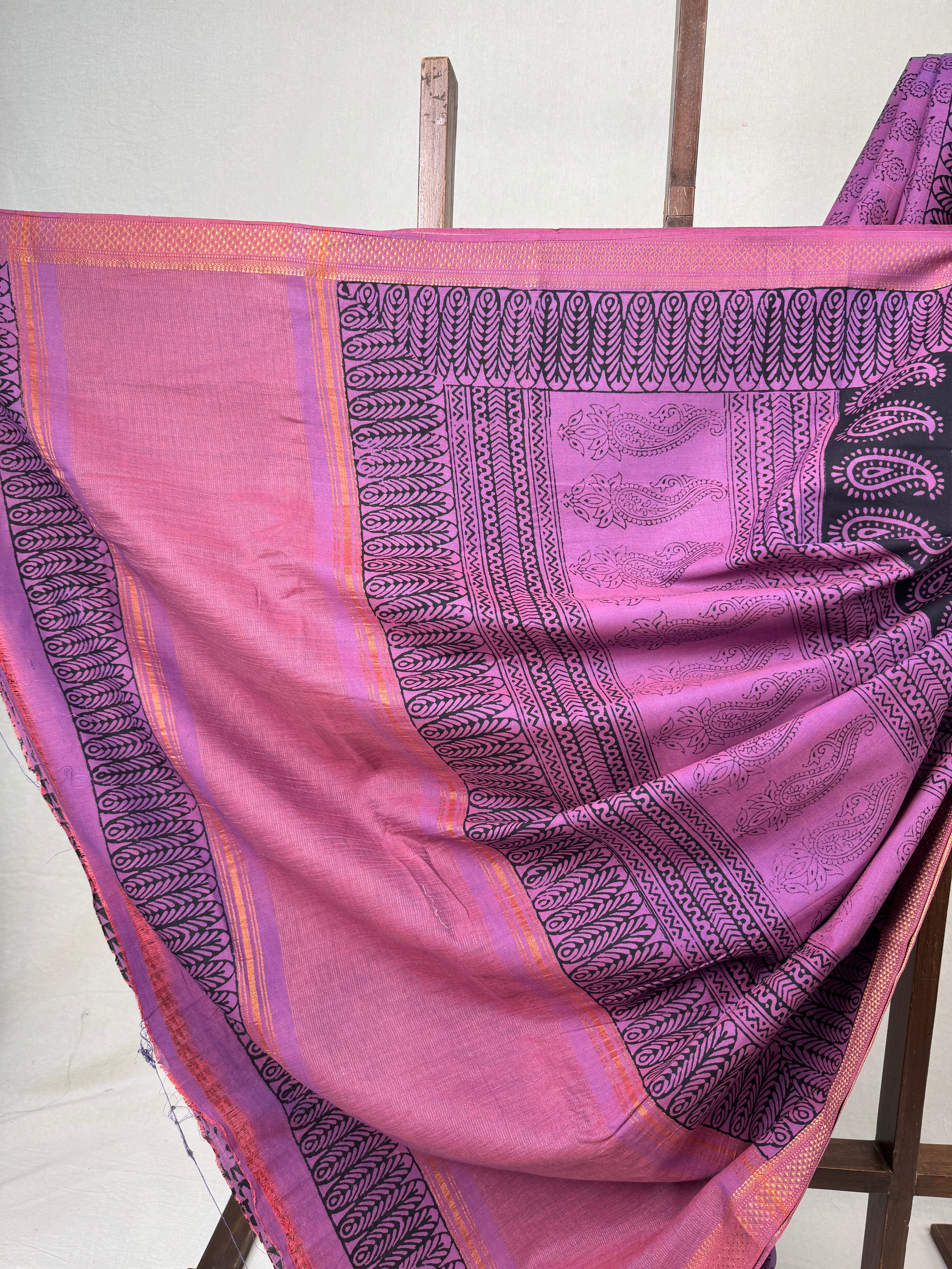Lilac HBP Mangalgiri Cotton Saree - SRLHMCS030