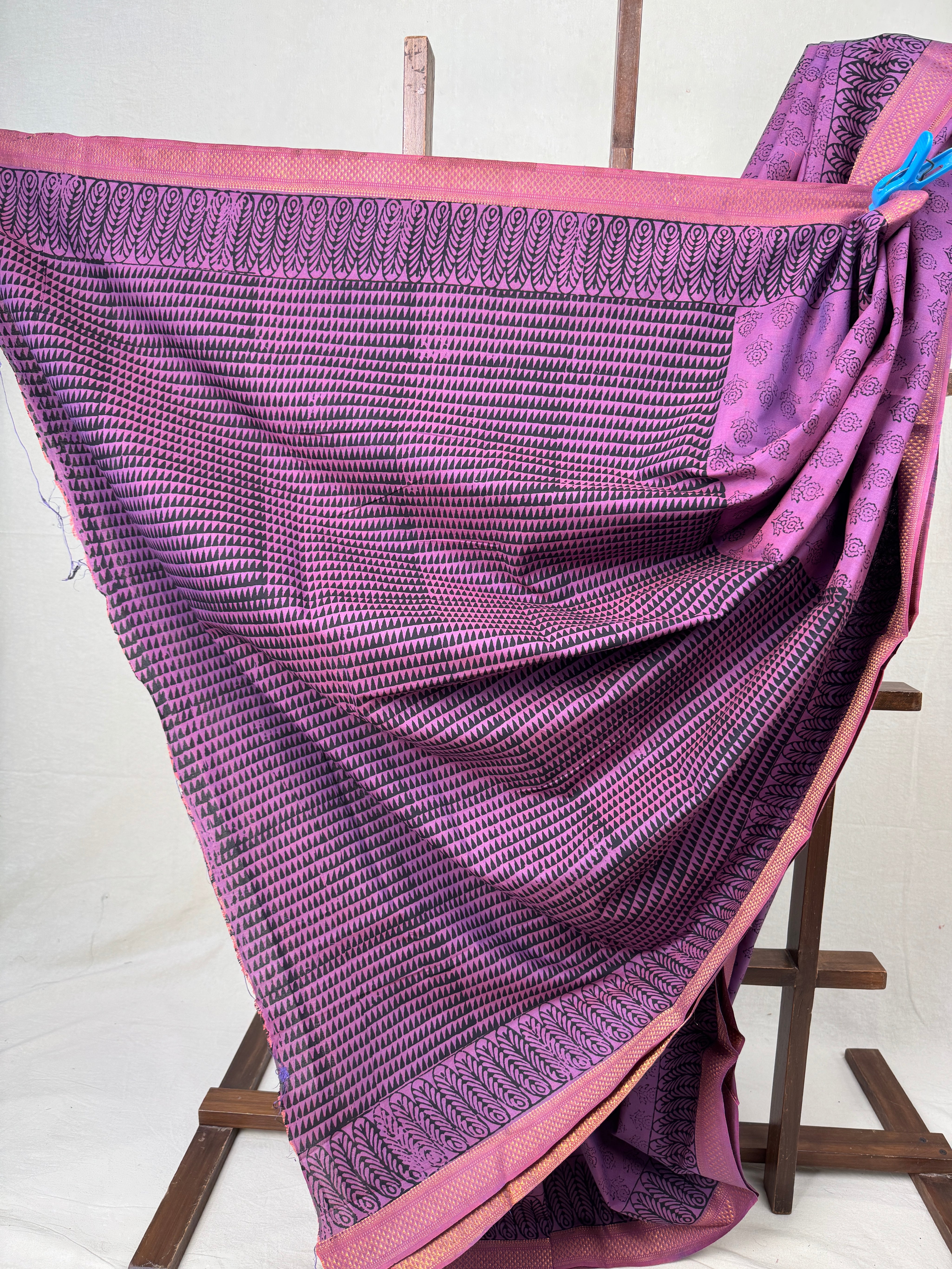 Lilac HBP Mangalgiri Cotton Saree - SRLHMCS030