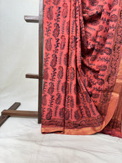 Brick Orange HBP Mangalgiri Cotton Saree - SRBOHMCS018