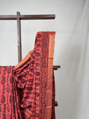 Brick Orange HBP Mangalgiri Cotton Saree - SRBOHMCS018