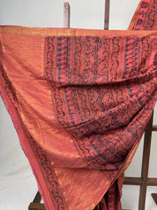 Brick Orange HBP Mangalgiri Cotton Saree - SRBOHMCS018