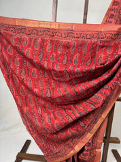 Brick Orange HBP Mangalgiri Cotton Saree - SRBOHMCS018