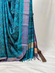 Peacock Green HBP Mangalgiri Cotton Saree - SRPGHMCS012