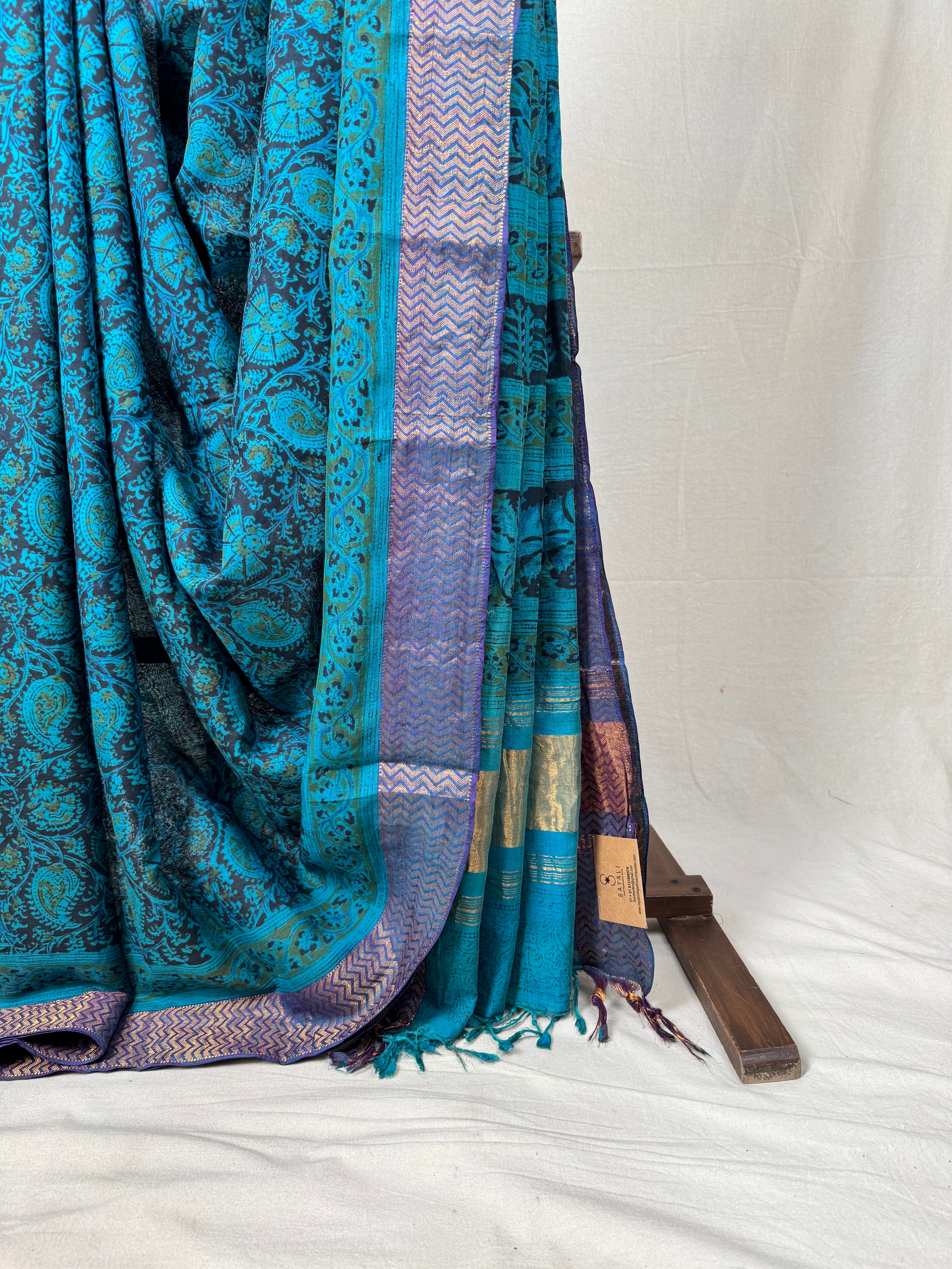 Peacock Green HBP Mangalgiri Cotton Saree - SRPGHMCS012