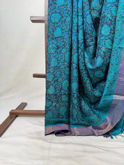 Peacock Green HBP Mangalgiri Cotton Saree - SRPGHMCS012