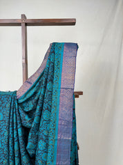 Peacock Green HBP Mangalgiri Cotton Saree - SRPGHMCS012